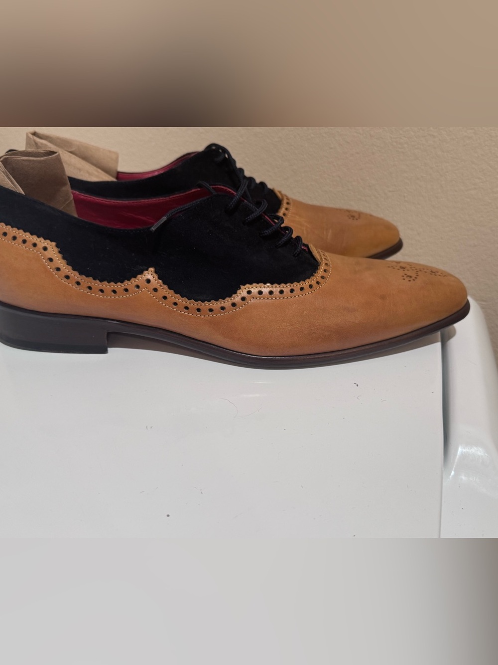 Camel Blue Leather & Suede Oxfords EFS1003